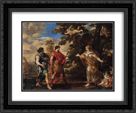 Venus Appearing to Aeneas as a Huntress 24x20 Black Ornate Wood Framed Art Print Poster with Double Matting by Cortona, Pietro da