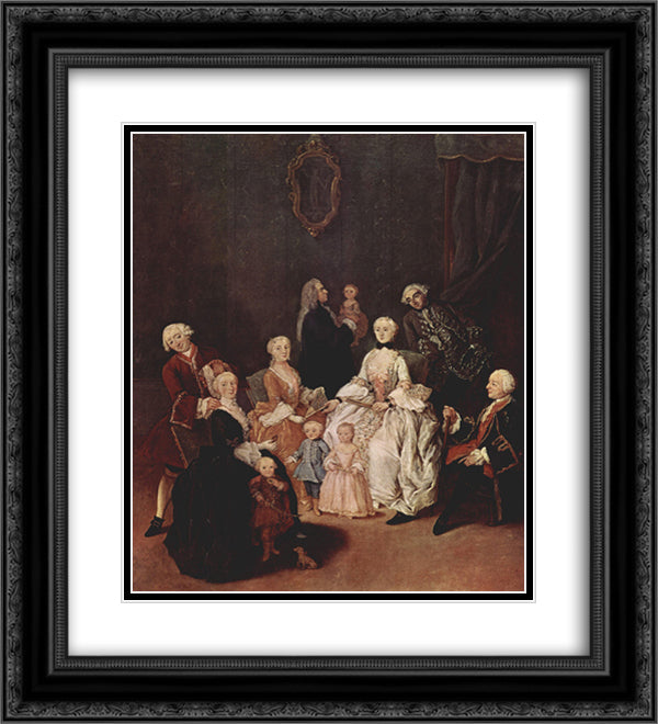 A Patrician Family 20x22 Black Ornate Wood Framed Art Print Poster with Double Matting by Longhi, Pietro