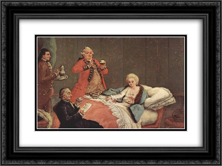Early Morning Chocolate 24x18 Black Ornate Wood Framed Art Print Poster with Double Matting by Longhi, Pietro