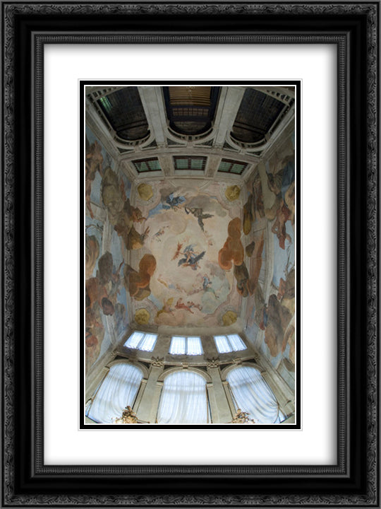 Fall of the Giants 18x24 Black Ornate Wood Framed Art Print Poster with Double Matting by Longhi, Pietro