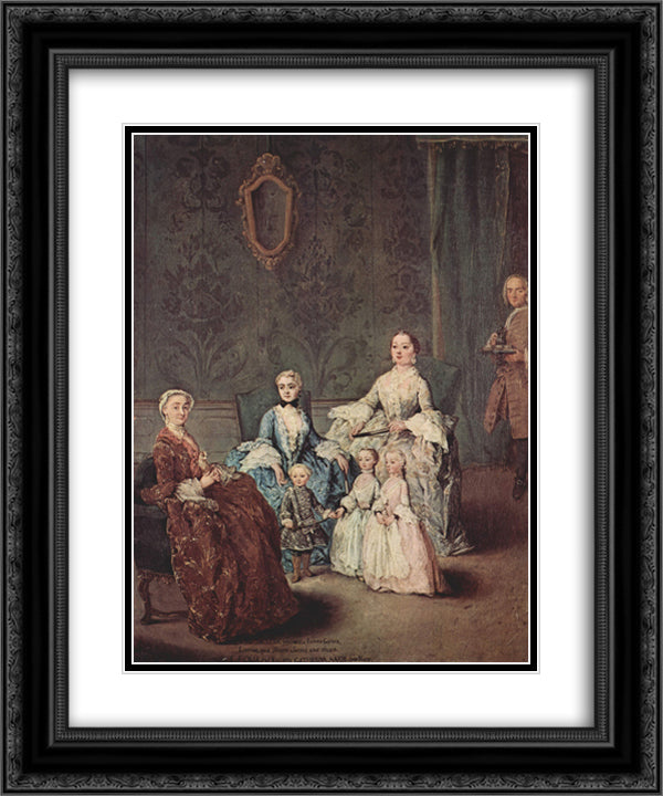 The Sagredo Family 20x24 Black Ornate Wood Framed Art Print Poster with Double Matting by Longhi, Pietro