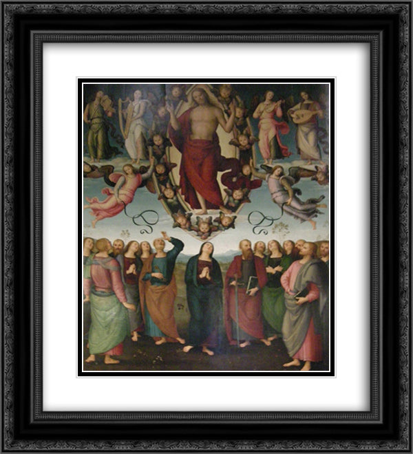 Cathedral of Sansepolcro Internal 20x22 Black Ornate Wood Framed Art Print Poster with Double Matting by Perugino, Pietro