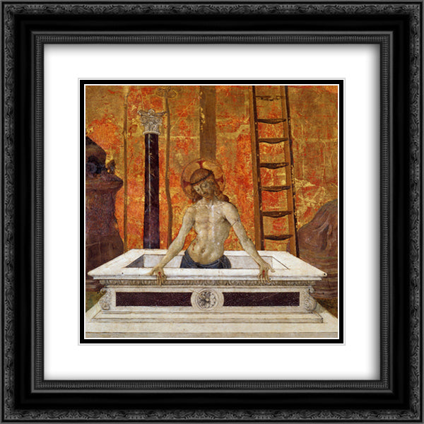 Christ in the sarcophagus 20x20 Black Ornate Wood Framed Art Print Poster with Double Matting by Perugino, Pietro