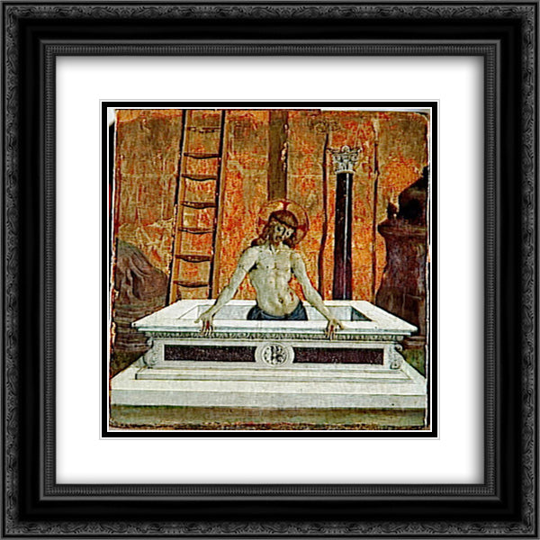 Dead Christ at the tomb 20x20 Black Ornate Wood Framed Art Print Poster with Double Matting by Perugino, Pietro