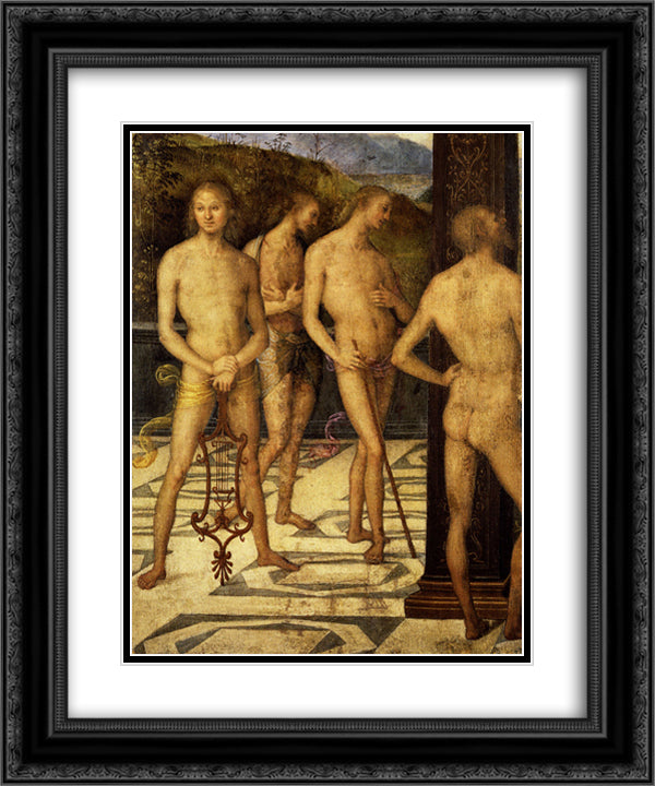 Four naked 20x24 Black Ornate Wood Framed Art Print Poster with Double Matting by Perugino, Pietro