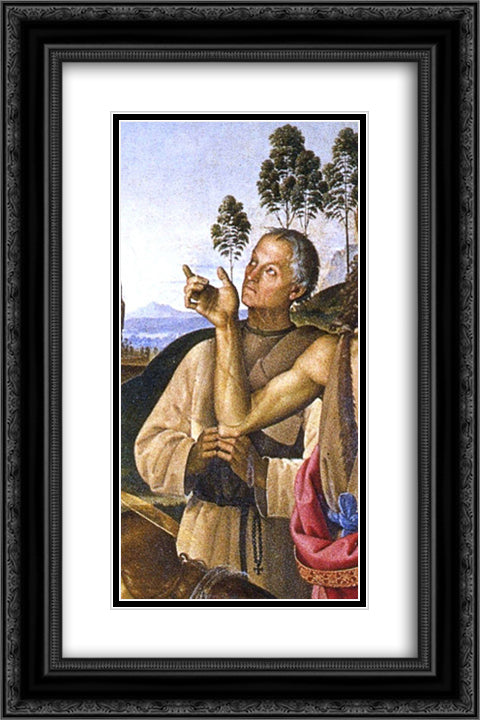 Giovanni Colombini 16x24 Black Ornate Wood Framed Art Print Poster with Double Matting by Perugino, Pietro