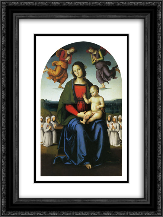 Madonna of Consolation 18x24 Black Ornate Wood Framed Art Print Poster with Double Matting by Perugino, Pietro