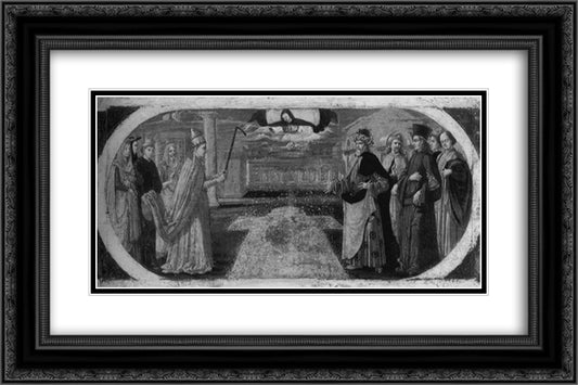 Miracle of snow and foundation of Santa Maria Maggiore 24x16 Black Ornate Wood Framed Art Print Poster with Double Matting by Perugino, Pietro