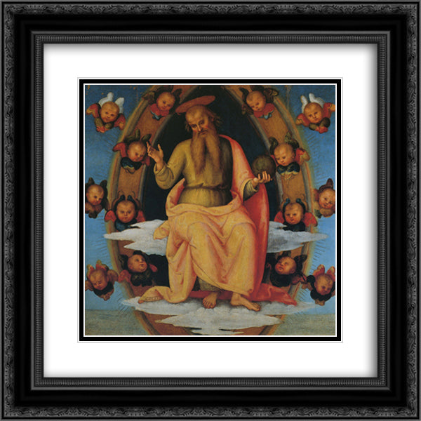 Pala di Sant Agostino (Lord Blessing) 20x20 Black Ornate Wood Framed Art Print Poster with Double Matting by Perugino, Pietro