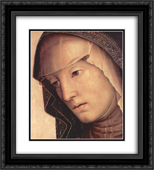 Pieta. Maria (detail) 20x22 Black Ornate Wood Framed Art Print Poster with Double Matting by Perugino, Pietro