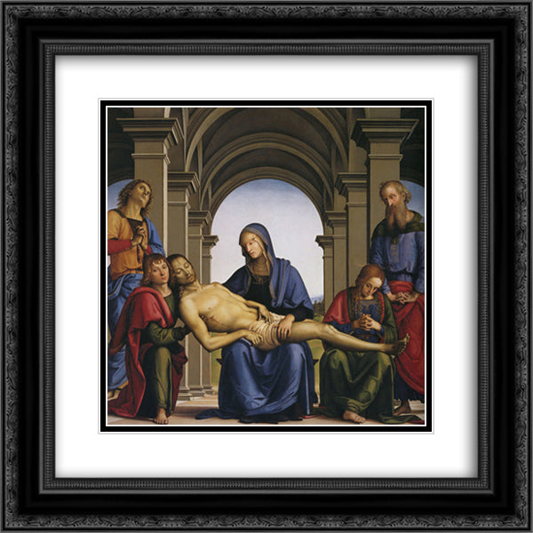 Pieta 20x20 Black Ornate Wood Framed Art Print Poster with Double Matting by Perugino, Pietro