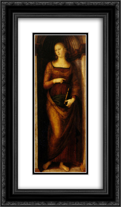 Polyptych Annunziata (St. Helena) 14x24 Black Ornate Wood Framed Art Print Poster with Double Matting by Perugino, Pietro