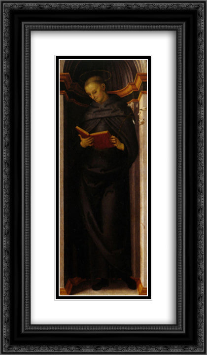 Polyptych Annunziata (St. Philip Benizi) 14x24 Black Ornate Wood Framed Art Print Poster with Double Matting by Perugino, Pietro