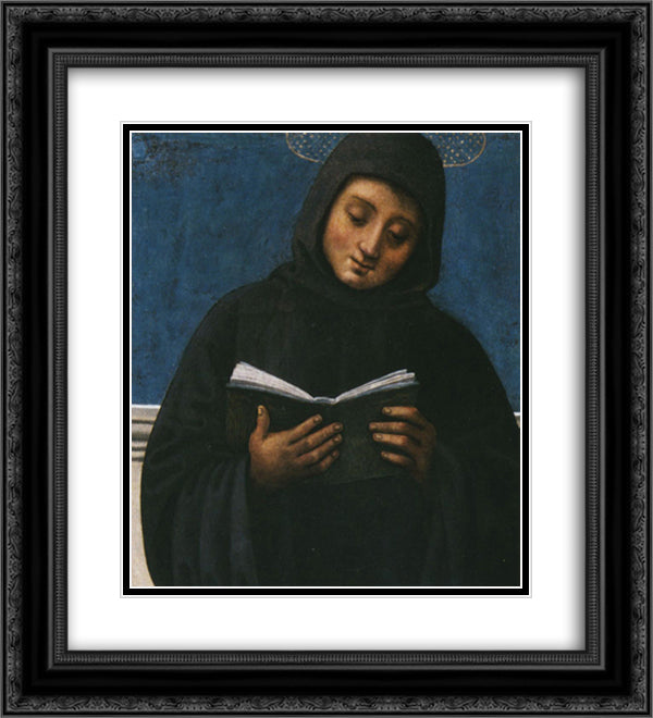 Polyptych of St. Peter (San Mauro) 20x22 Black Ornate Wood Framed Art Print Poster with Double Matting by Perugino, Pietro