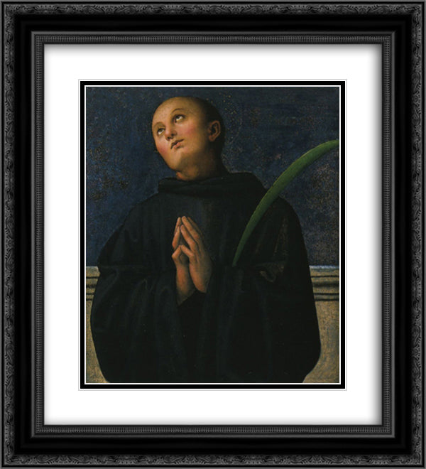 Polyptych of St. Peter (San Placido) 20x22 Black Ornate Wood Framed Art Print Poster with Double Matting by Perugino, Pietro