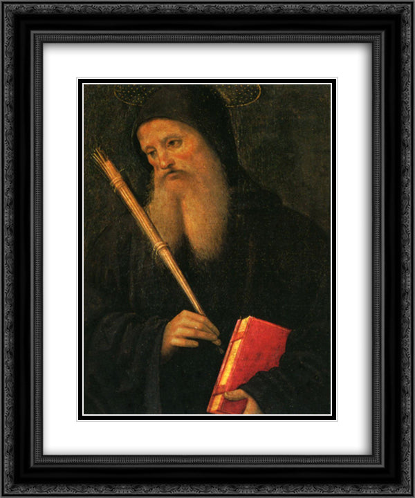 Polyptych of St. Peter (St. Benedict) 20x24 Black Ornate Wood Framed Art Print Poster with Double Matting by Perugino, Pietro