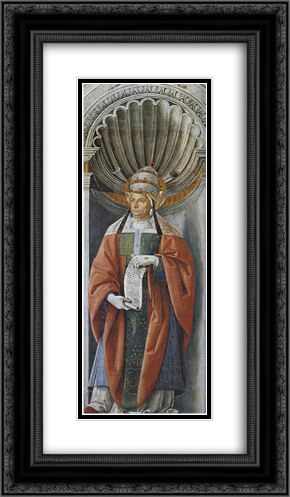 Pope Fabiano 14x24 Black Ornate Wood Framed Art Print Poster with Double Matting by Perugino, Pietro