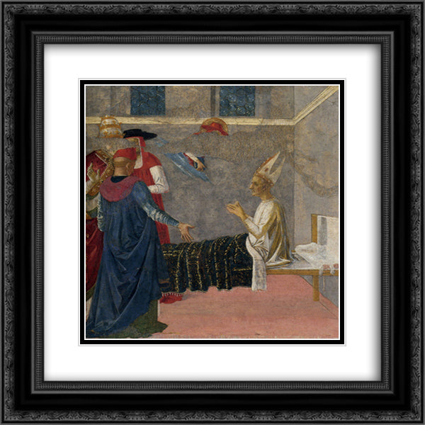 St. Jerome who resurrected the bishop Andrea 20x20 Black Ornate Wood Framed Art Print Poster with Double Matting by Perugino, Pietro