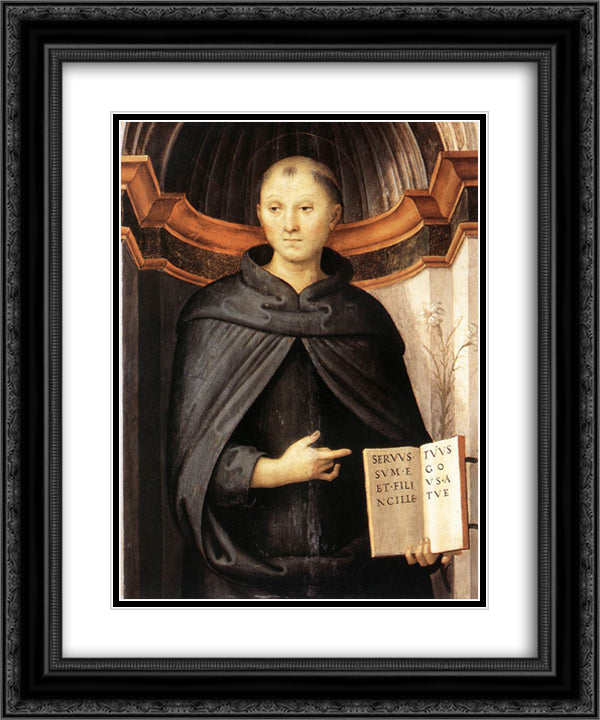 St. Nicholas of Tolentino 20x24 Black Ornate Wood Framed Art Print Poster with Double Matting by Perugino, Pietro