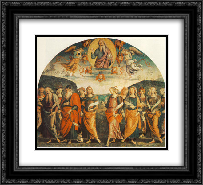 The Almighty with Prophets and Sybils 22x20 Black Ornate Wood Framed Art Print Poster with Double Matting by Perugino, Pietro
