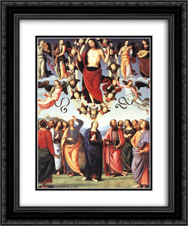 The Ascension of Christ 20x24 Black Ornate Wood Framed Art Print Poster with Double Matting by Perugino, Pietro