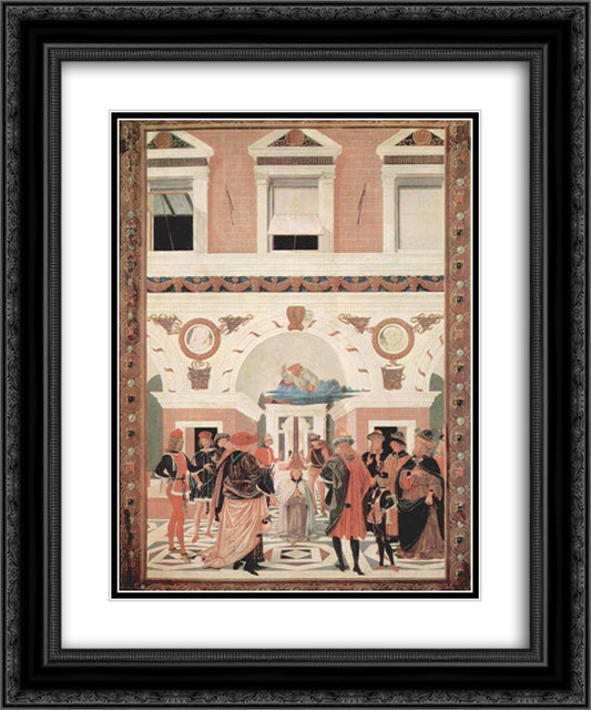 The Miracles of San Bernardino. The Healing of the blind and deaf Riccardo Micuzio 20x24 Black Ornate Wood Framed Art Print Poster with Double Matting by Perugino, Pietro