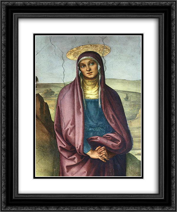 The Pazzi Crucifixion (detail 1) 20x24 Black Ornate Wood Framed Art Print Poster with Double Matting by Perugino, Pietro