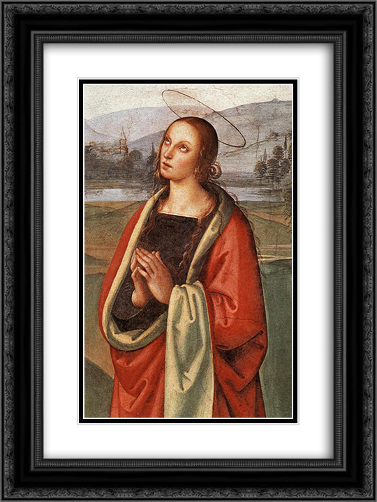 The Pazzi Crucifixion (detail 2) 18x24 Black Ornate Wood Framed Art Print Poster with Double Matting by Perugino, Pietro