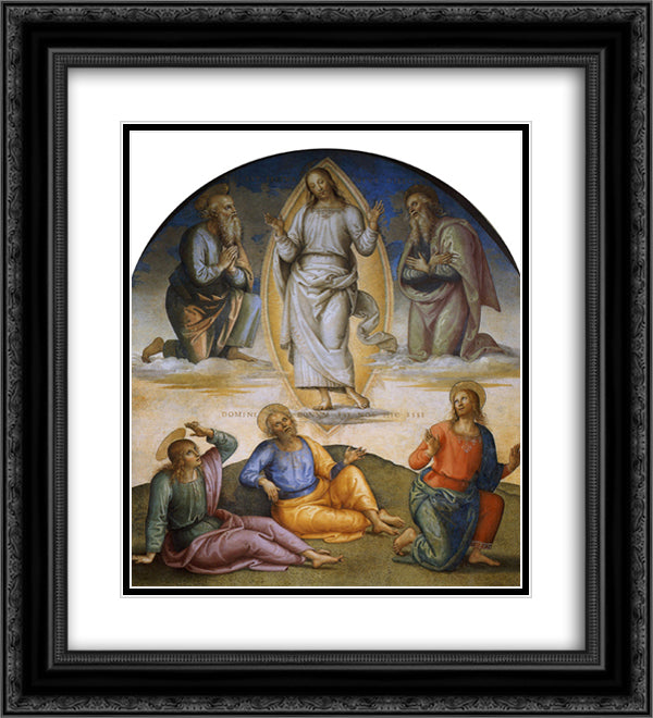 Transfiguration 20x22 Black Ornate Wood Framed Art Print Poster with Double Matting by Perugino, Pietro