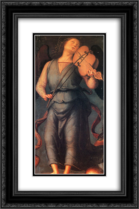 Vallombrosa Altar (detail) 16x24 Black Ornate Wood Framed Art Print Poster with Double Matting by Perugino, Pietro
