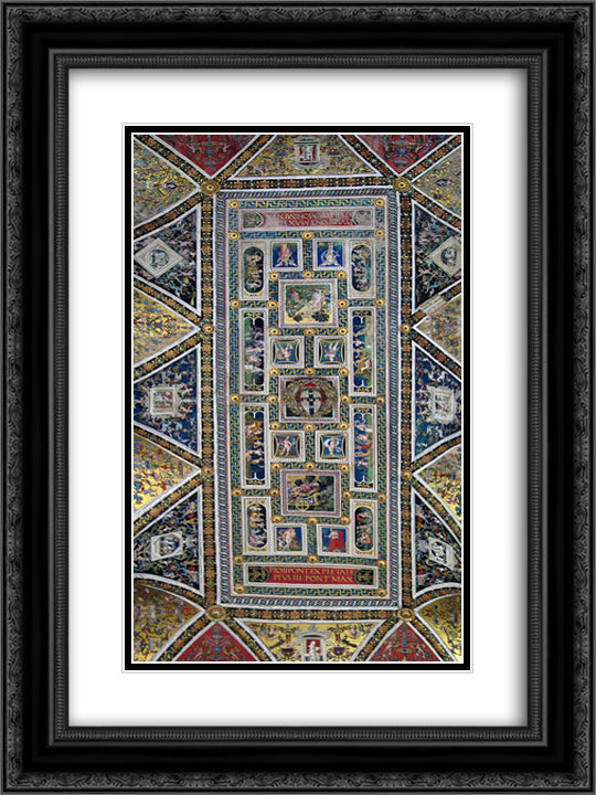 Ceiling of the Piccolomini Library in Siena Cathedral 18x24 Black Ornate Wood Framed Art Print Poster with Double Matting by Pinturicchio