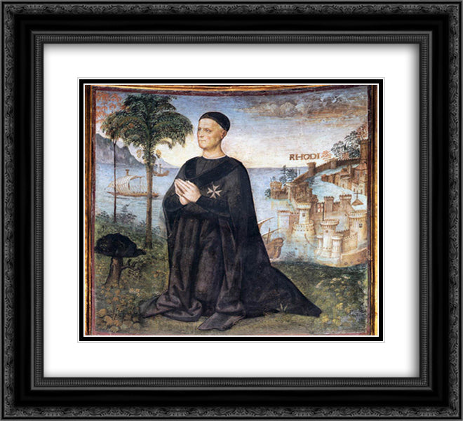 Portrait of the Donor 22x20 Black Ornate Wood Framed Art Print Poster with Double Matting by Pinturicchio
