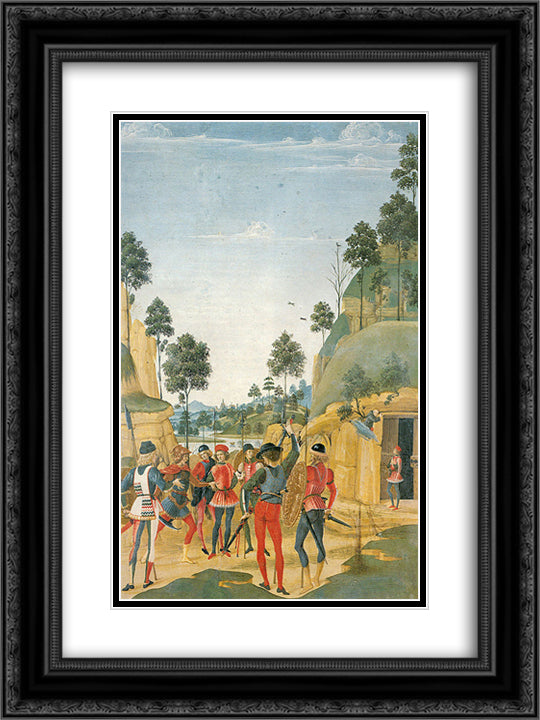 Saint Bernardino Releases a Prisoner 18x24 Black Ornate Wood Framed Art Print Poster with Double Matting by Pinturicchio