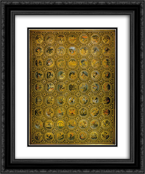 Semi-Gods Ceiling 20x24 Black Ornate Wood Framed Art Print Poster with Double Matting by Pinturicchio