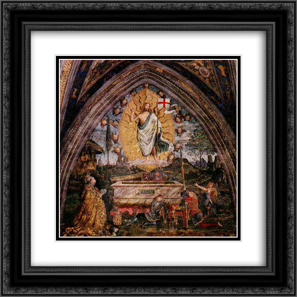 The Resurrection 20x20 Black Ornate Wood Framed Art Print Poster with Double Matting by Pinturicchio