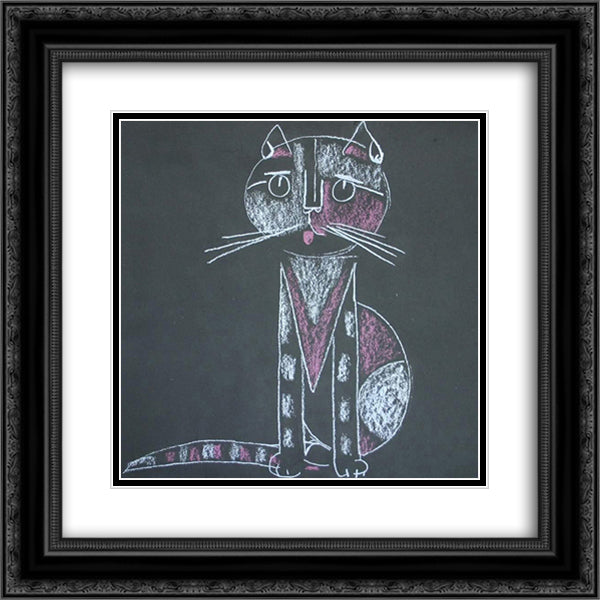 Cat 20x20 Black Ornate Wood Framed Art Print Poster with Double Matting by Szanto, Piroska