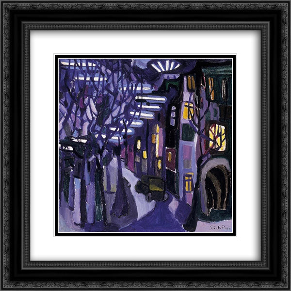 Evening Lights 20x20 Black Ornate Wood Framed Art Print Poster with Double Matting by Szanto, Piroska