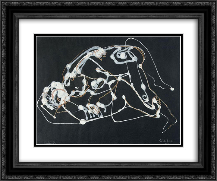 Lovers 24x20 Black Ornate Wood Framed Art Print Poster with Double Matting by Szanto, Piroska