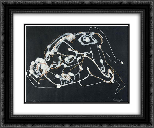 Lovers 24x20 Black Ornate Wood Framed Art Print Poster with Double Matting by Szanto, Piroska