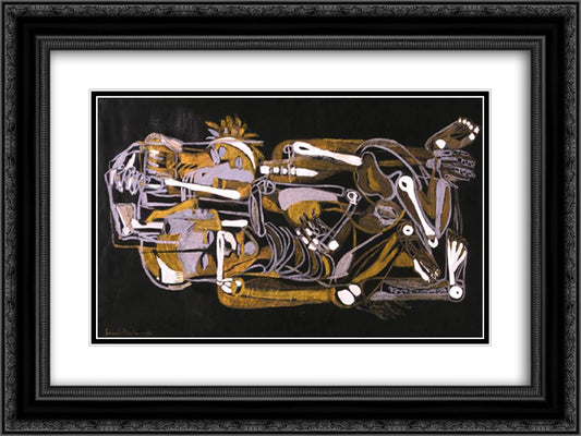 Lovers (Bone Music) 24x18 Black Ornate Wood Framed Art Print Poster with Double Matting by Szanto, Piroska