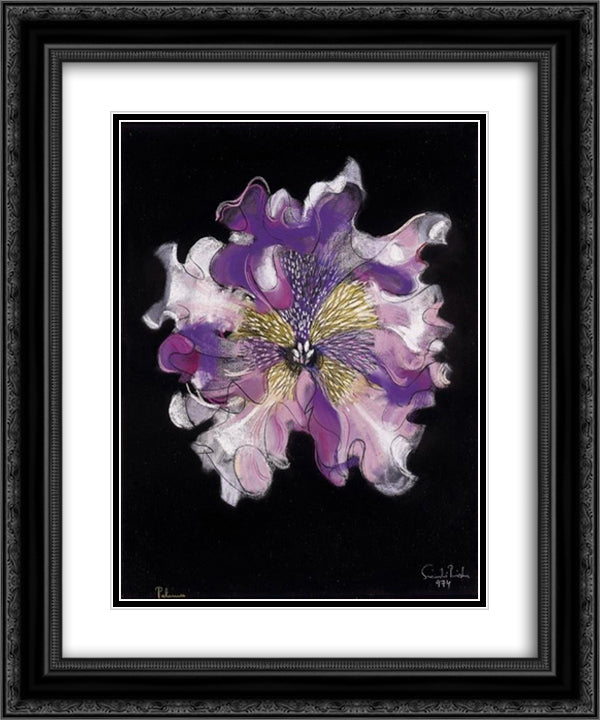 Purple Flower 20x24 Black Ornate Wood Framed Art Print Poster with Double Matting by Szanto, Piroska