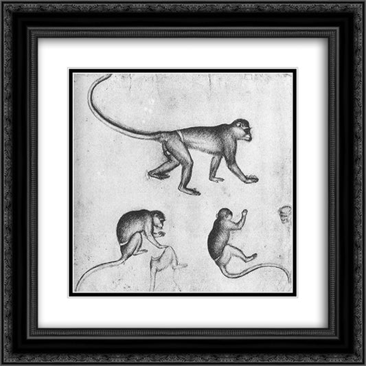 Apes 20x20 Black Ornate Wood Framed Art Print Poster with Double Matting by Pisanello