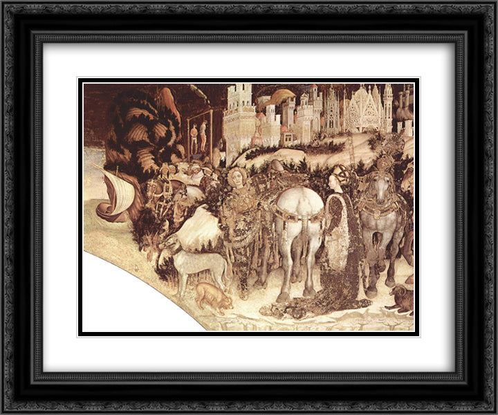 Saint George and the Princess (detail) 24x20 Black Ornate Wood Framed Art Print Poster with Double Matting by Pisanello