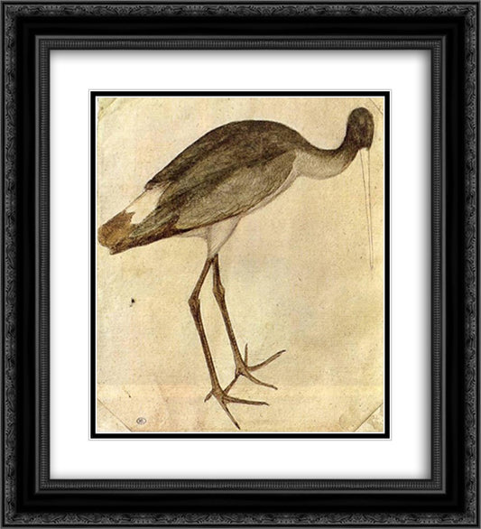 Stork 20x22 Black Ornate Wood Framed Art Print Poster with Double Matting by Pisanello