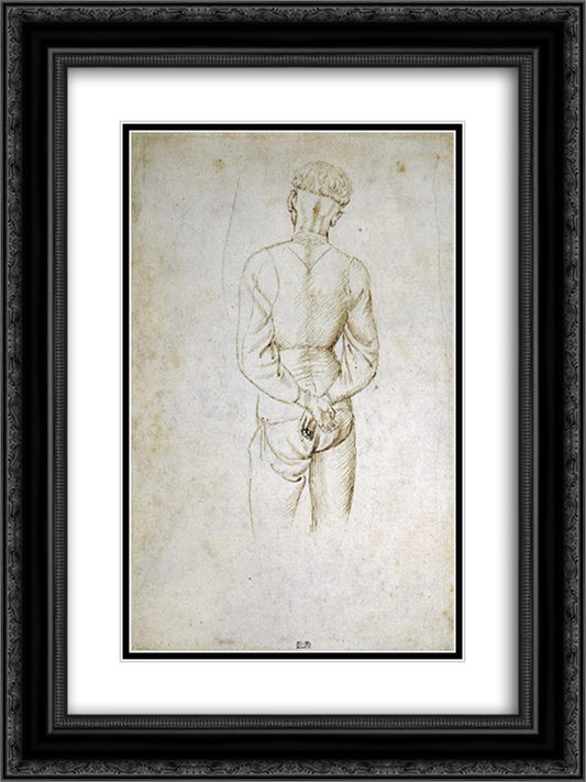 Study of a Young Man with his Hands tied behind his back 18x24 Black Ornate Wood Framed Art Print Poster with Double Matting by Pisanello