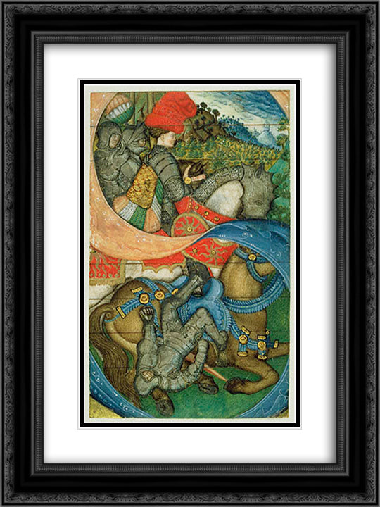 The Conversion of St. Paul 18x24 Black Ornate Wood Framed Art Print Poster with Double Matting by Pisanello