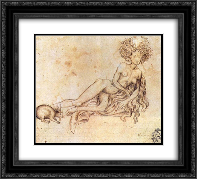 The Luxury 22x20 Black Ornate Wood Framed Art Print Poster with Double Matting by Pisanello