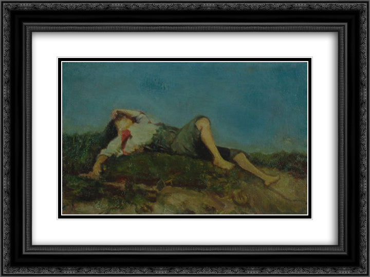 Alitopaido 24x18 Black Ornate Wood Framed Art Print Poster with Double Matting by Lembesis, Polychronis