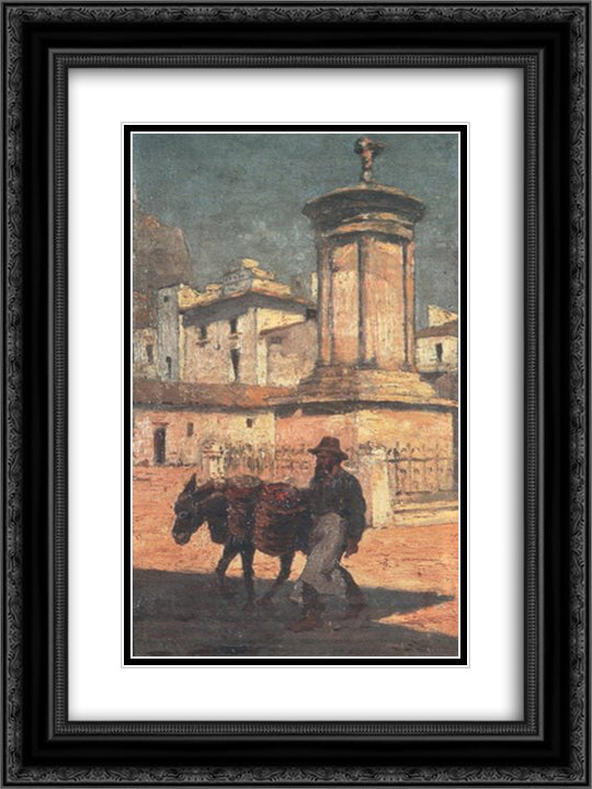 Monument Lysikratous 18x24 Black Ornate Wood Framed Art Print Poster with Double Matting by Lembesis, Polychronis