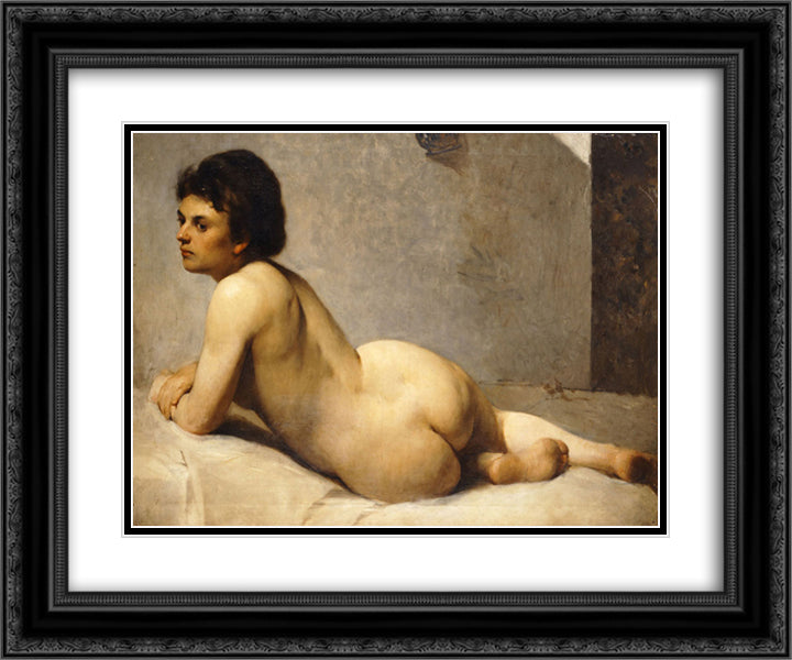 Nude 24x20 Black Ornate Wood Framed Art Print Poster with Double Matting by Lembesis, Polychronis